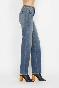 MID RISE TUMMY CONTROL VINTAGE STRAIGHT MEDIUM WASH JUDY BLUE DENIM