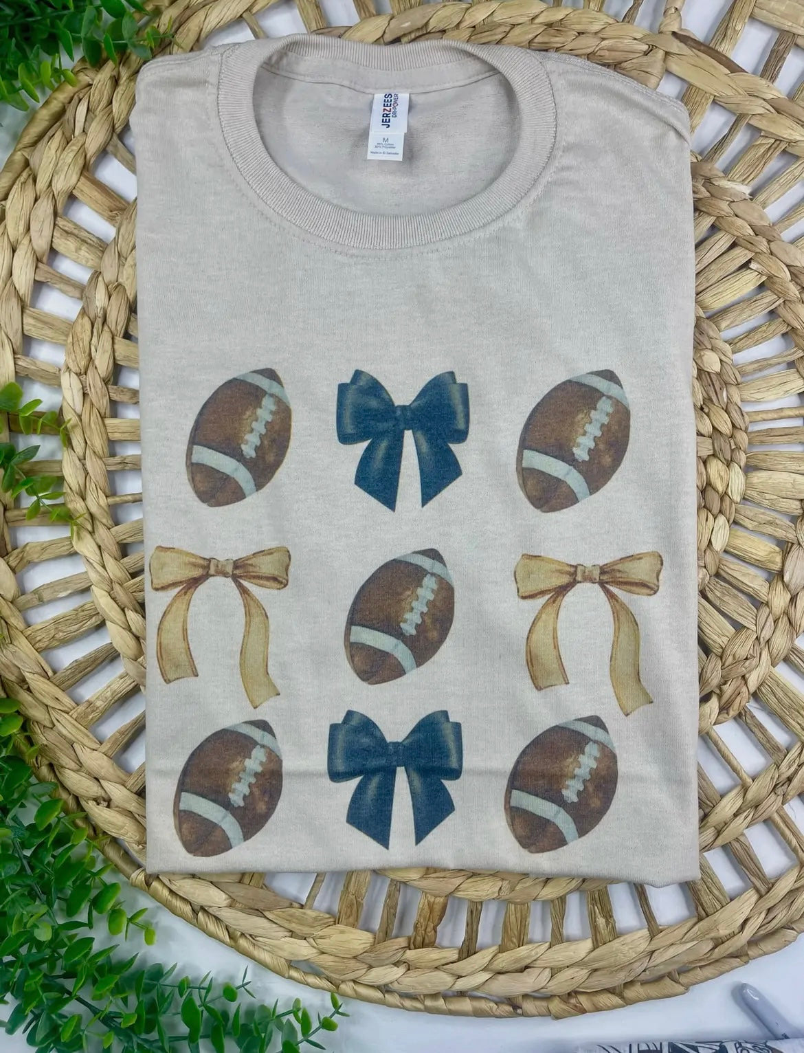 FOOTBALLS & BOWS GREY TSHIRT