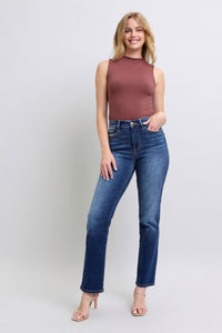DARKWASH VINTAGE WASH THERMAL STRAIGHT LEG JUDY BLUE DENIM