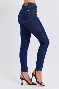 MID RISE TUMMY CONTROL CLASSIC SKINNY DARK WASH JUDY BLUE DENIM-PLUS