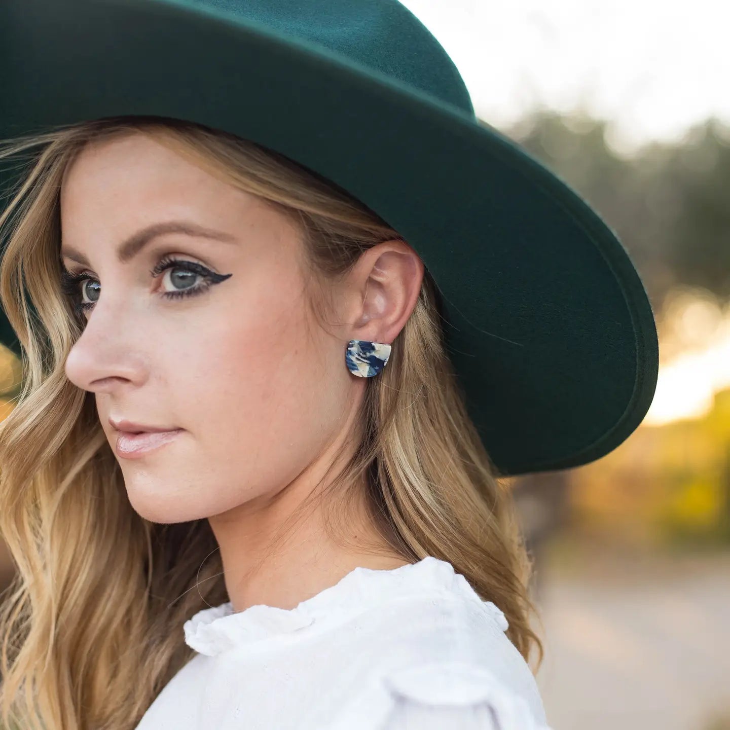 MULTI COLOR ACRYLIC STATEMENT STUD HALF CIRCLE HANDMADE BBB EARRINGS