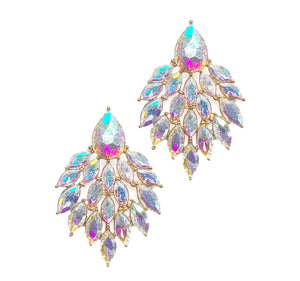 AB Crystal Feather Looking Gemstone Earrings