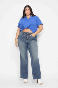 MID RISE TUMMY CONTROL VINTAGE STRAIGHT MEDIUM WASH JUDY BLUE DENIM-PLUS