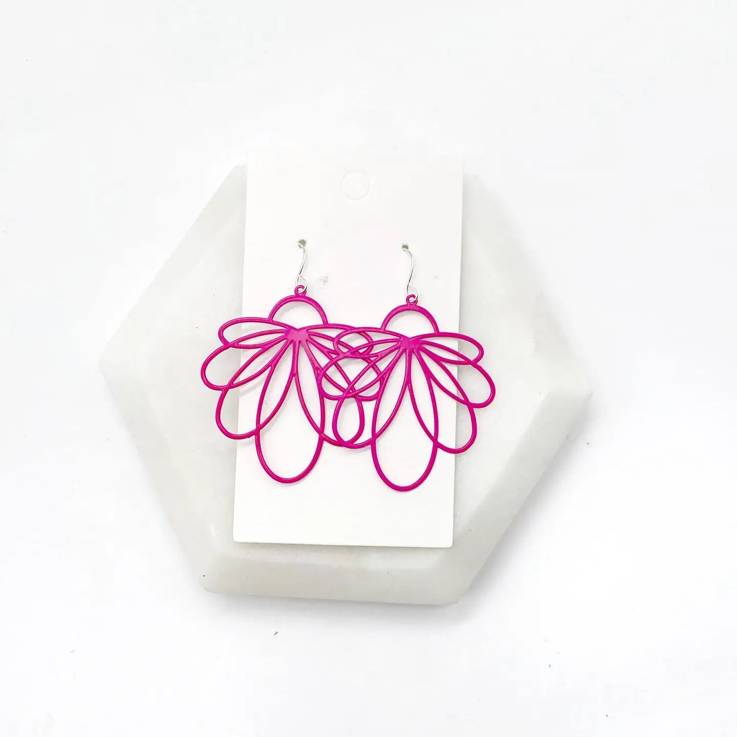 HOT PINK LOOPY METAL HANDMADE BBB EARRINGS