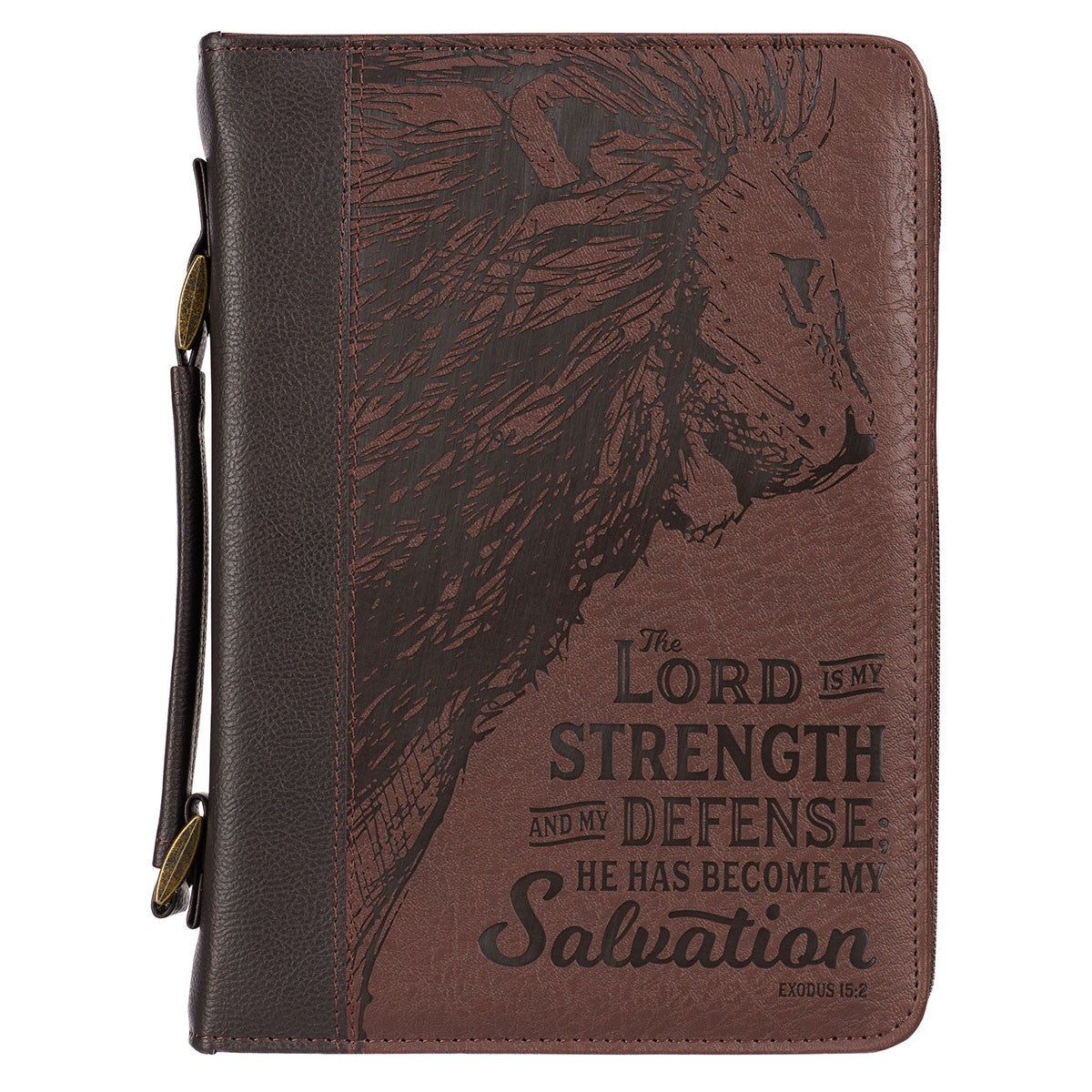 The Lord Is My Strength Brown Faux Leather Bible Cover-MEDIUM