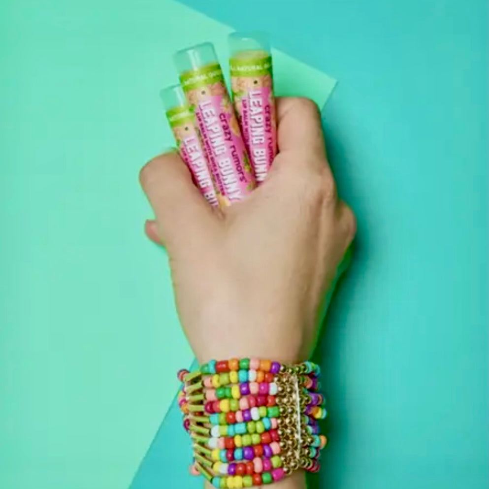 CRAZY RUMORS 100% NATURAL FLAVORED LIP BALM- LEAPING BUNNY- PLUM APRICOT CHAPSTICK FOR EASTER - SALE