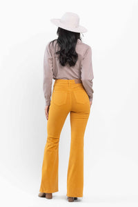 Marigold High Waist Tummy Control Garment Dyed Flare Judy Blue Denim