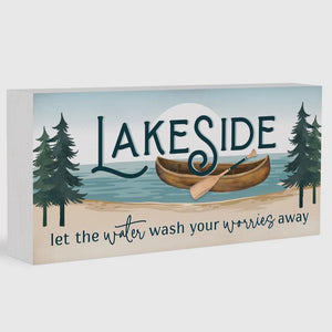 Lakeside Let The Water Wash Your Worries Wood Block Decor