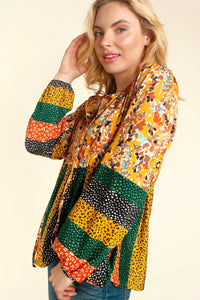 BUTTER SOFT MUSTARD RUST MULTI PRINTED TOP-PLUS