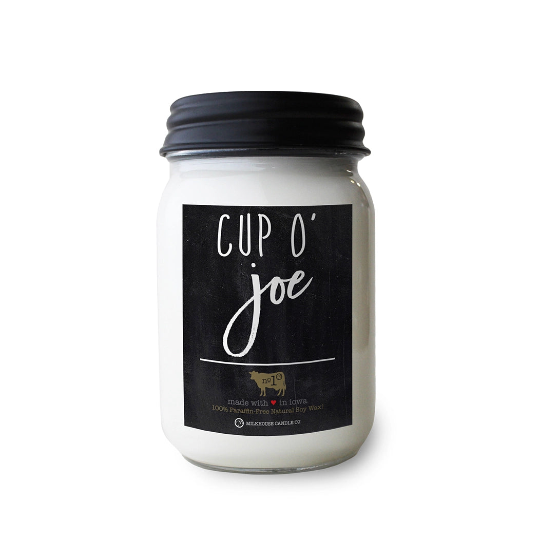 13 OZ MASON JAR CUP O' JOE MILKHOUSE CANDLE CO
