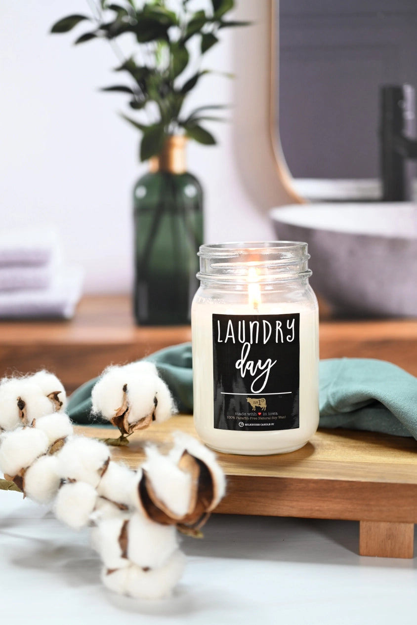 13 OZ MASON JAR LAUNDRY DAY MILKHOUSE CANDLE CO