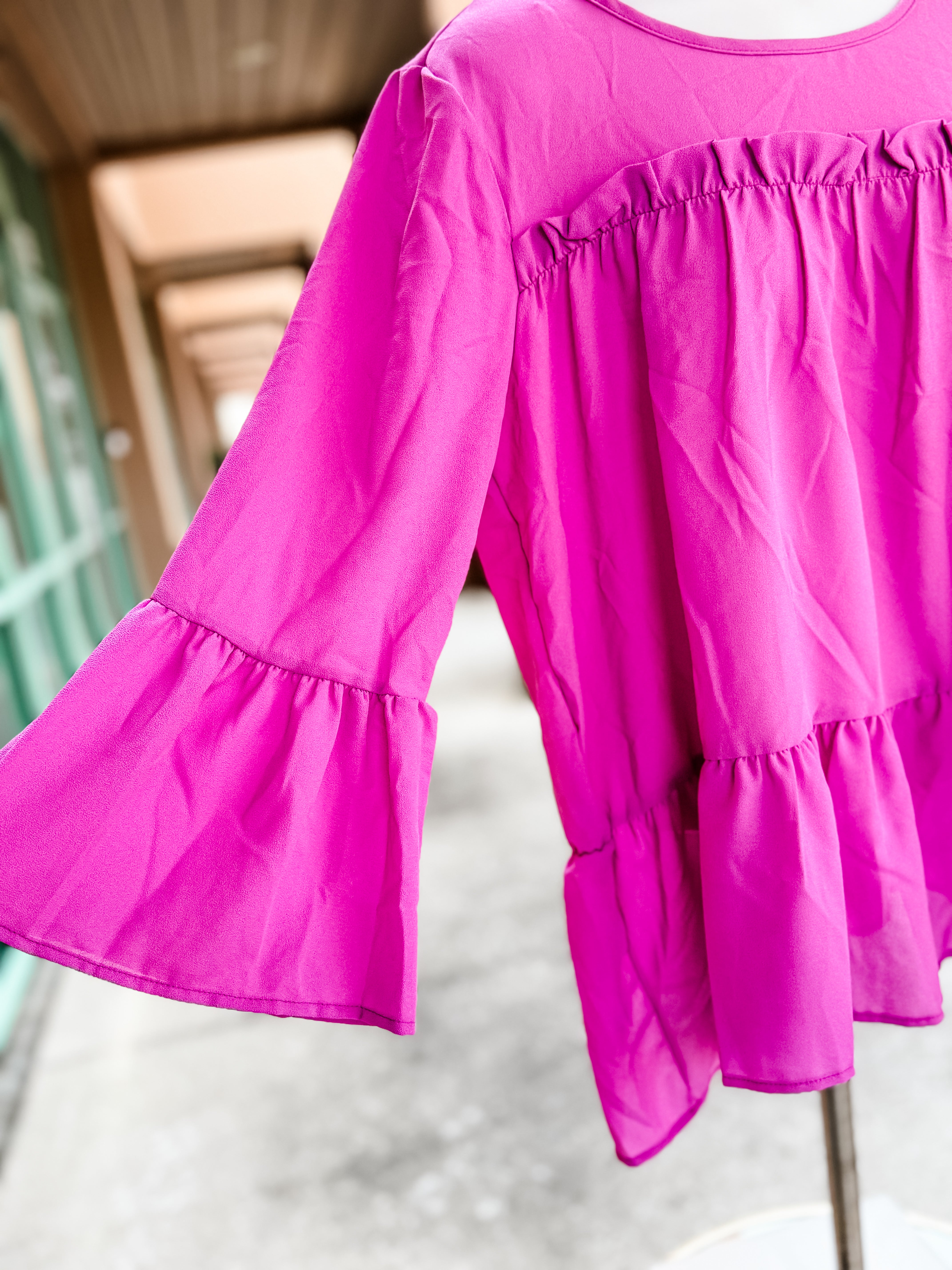 Orchid Frilly Woven Ruffle Blouse- SALE