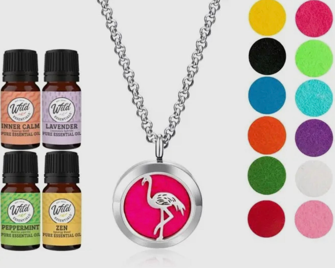 Aromatherapy Necklace Diffuser & Felt Pieces & 4 Essential Oils