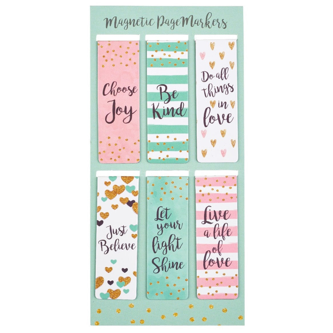 MAGNETIC BOOKMARKS WITH INSPIRATIONAL SAYINGS - SET OF 6