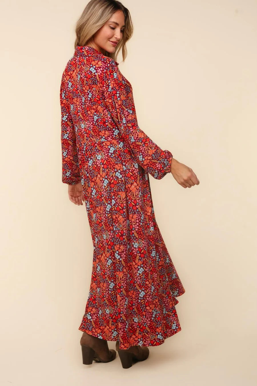 FLORAL COLLARED BABYDOLL SIDE POCKET RUST MULTI MAXI DRESS Pink Pineapple Boutique Pensacola FLORAL COLLARED BABYDOLL SIDE POCKET RUST MULTI MAXI DRESS Pink Pineapple Boutique Pensacola