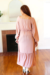 Mauve Ruched Maxi Dress-PLUS