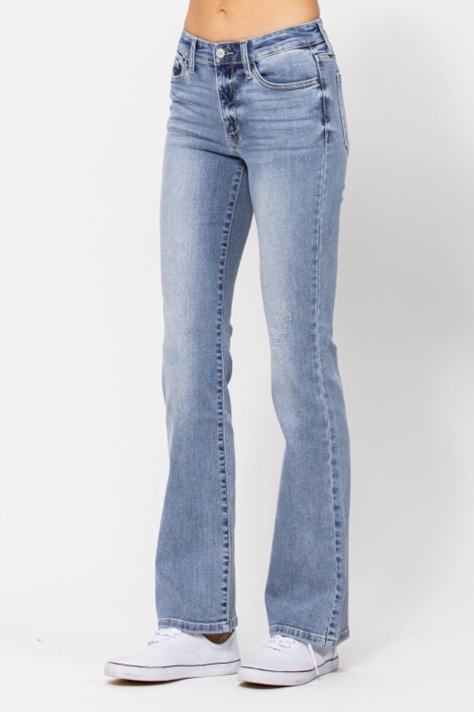 LIGHT WASH CORE MID RISE BOOT CUT JUDY BLUE DENIM-PLUS