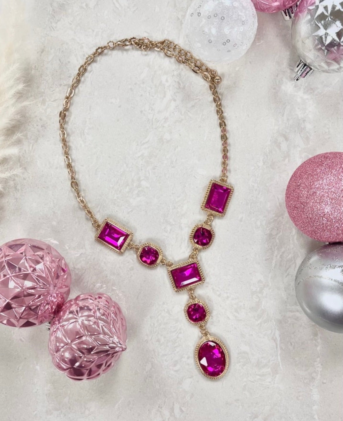 Fuchsia Go Time Stone Drop Necklace