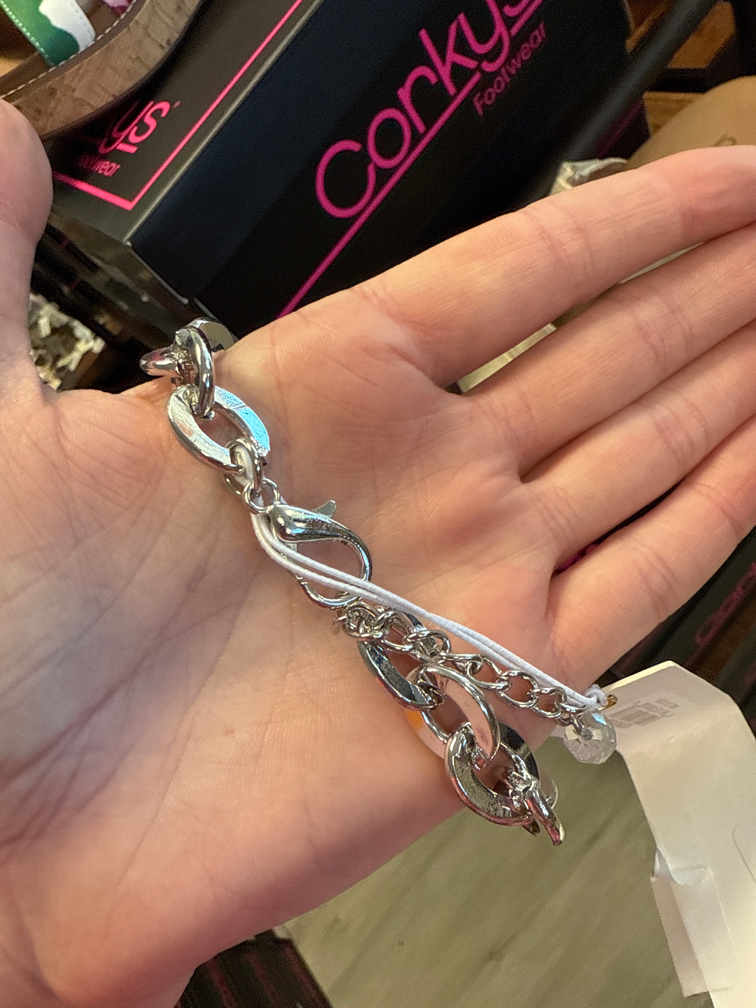 SILVER CHUNKY BRACELET CHAIN GEMSTONE- SALE- 1 LEFT