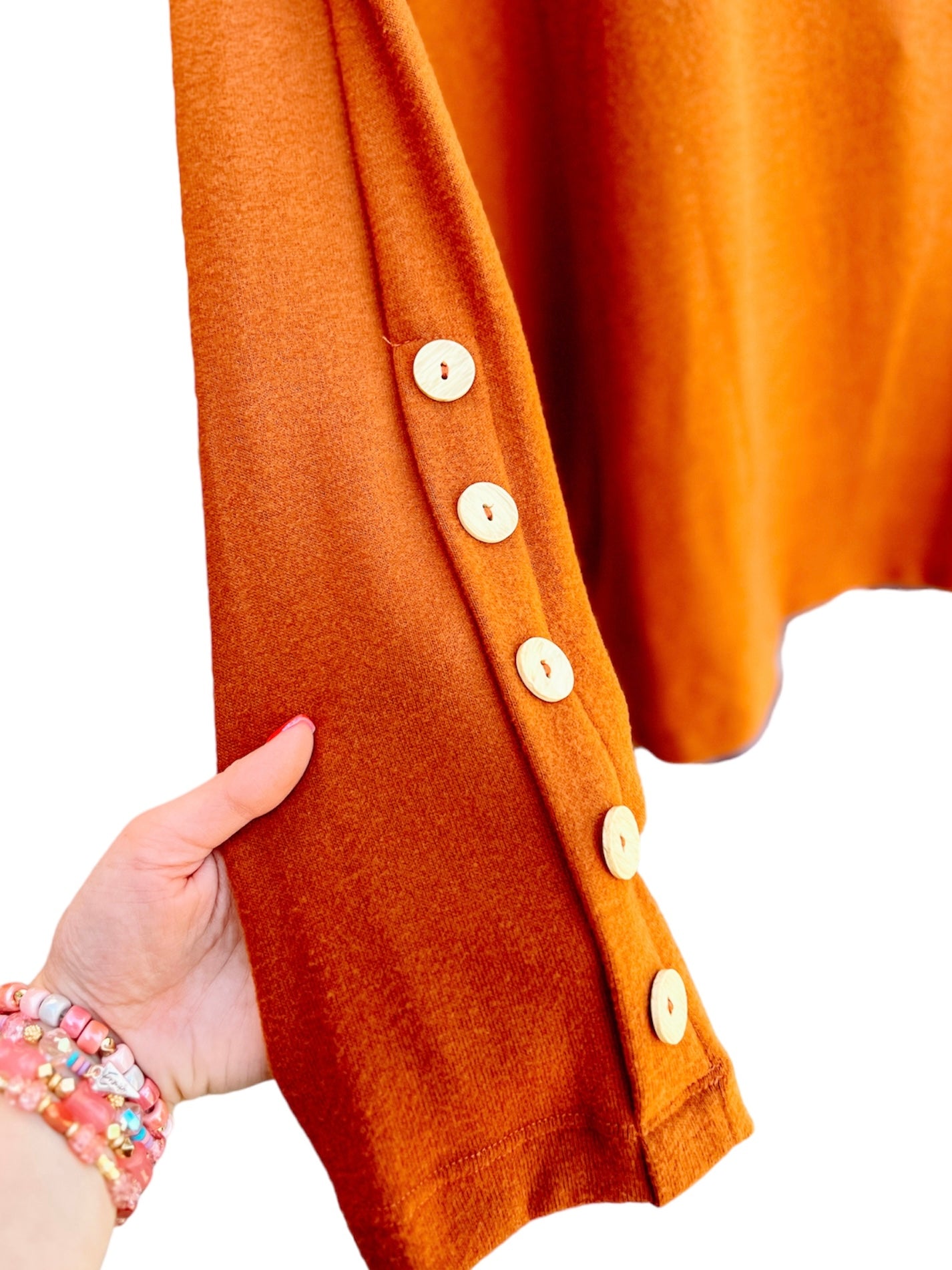 Rust Collared Buttoned Sweater -PLUS 2X AS IS, SLIGHT FADING ON NECKLINE