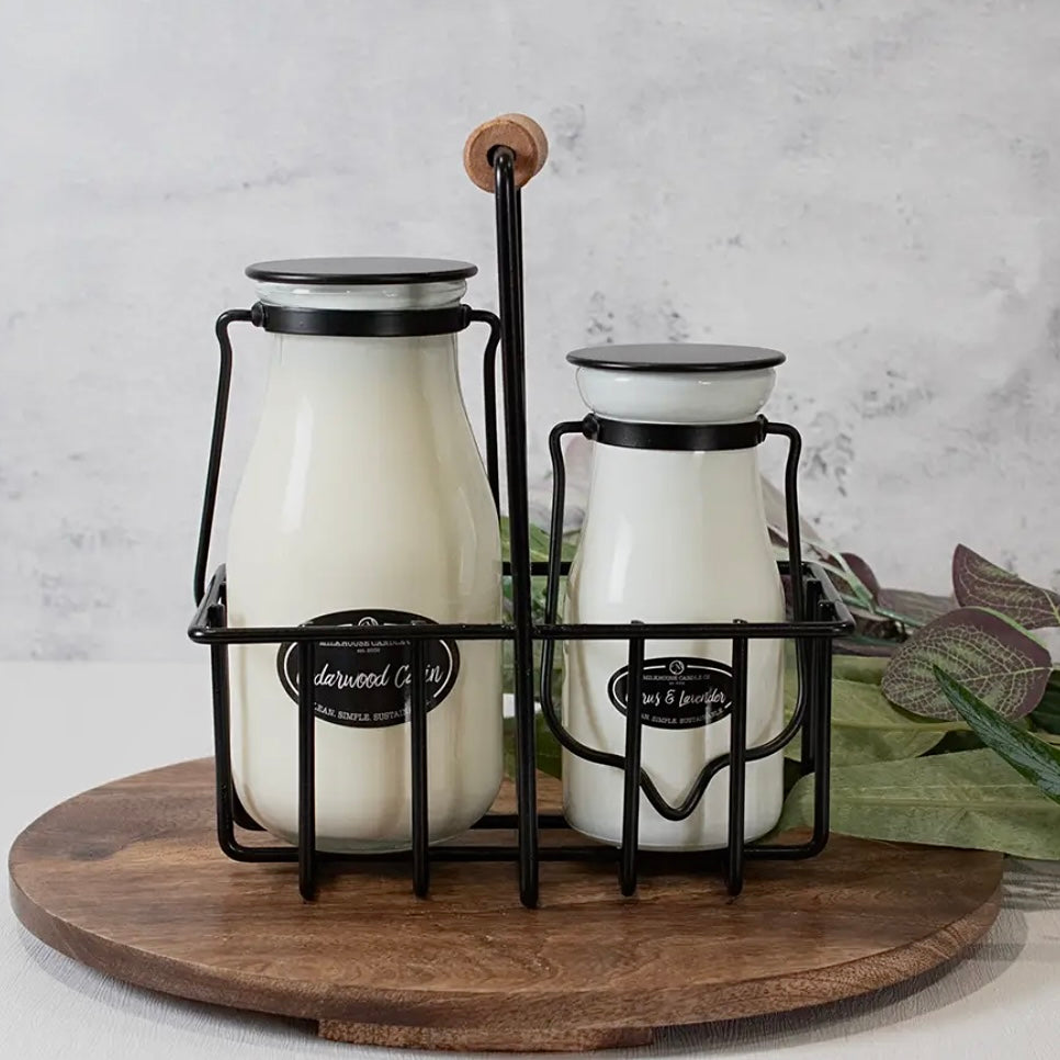 MILKHOUSE CANDLE MILKBOTTLE 2 CELL METAL CANDLE HOLDER