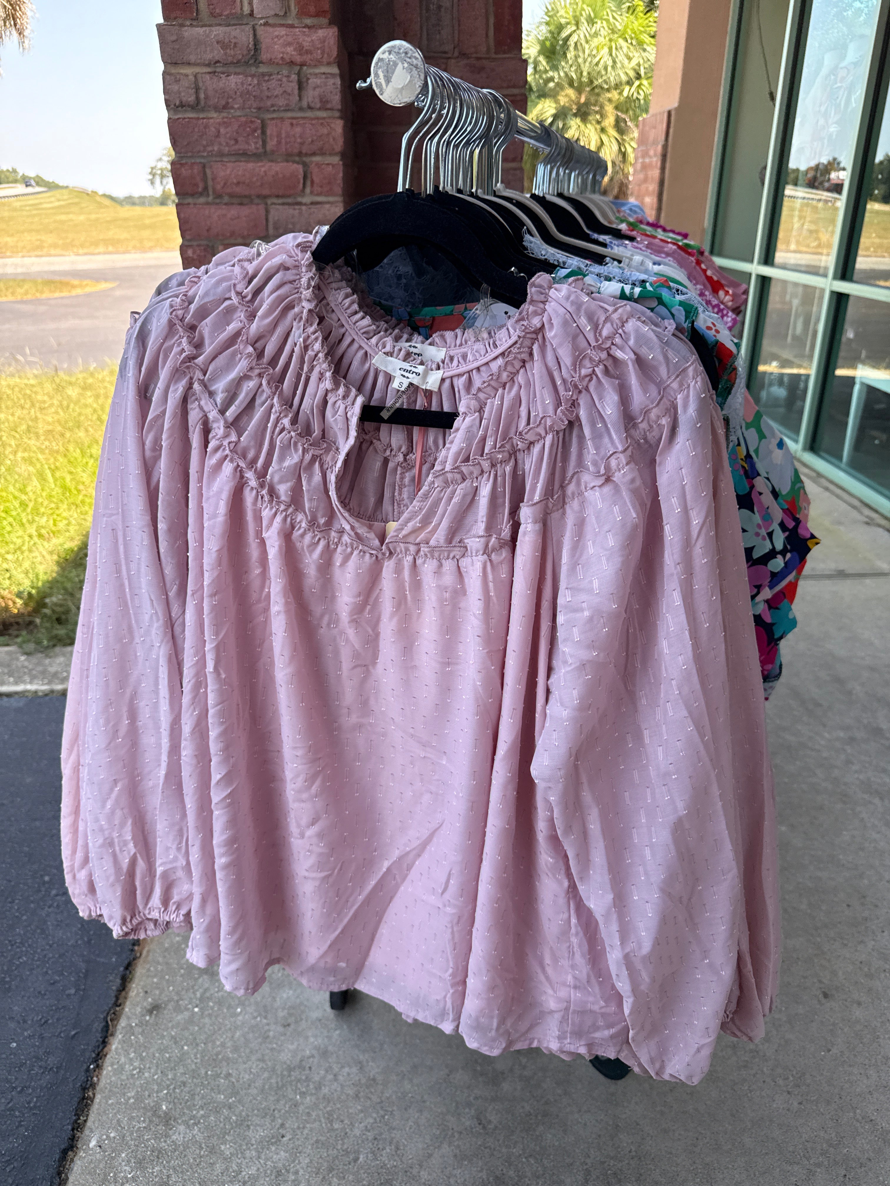 Mauve Ruched Neckline Top- SALE- SMALL AVAILABLE