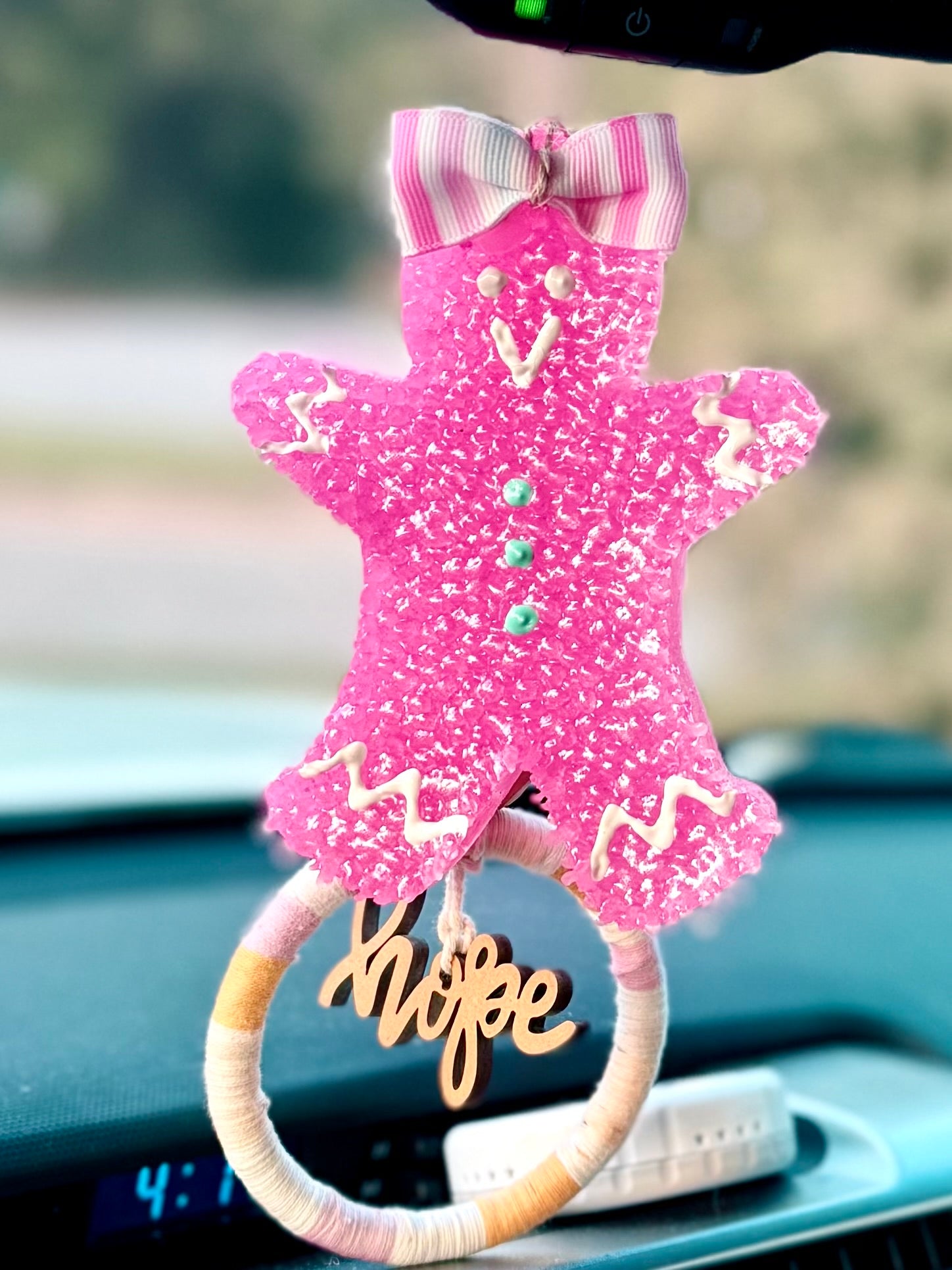 PINK GINGERBREAD LADY WITH RIBBON AND EMBELLISHED FRESHIE SWEET GRACE