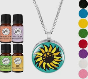 Aromatherapy Necklace Diffuser & Felt Pieces & 4 Essential Oils