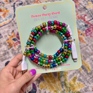FANCY SMANCY BEADED CHARGING CABLES (USB-A TO DUAL USB-C / LIGHTENING 3 FOOT