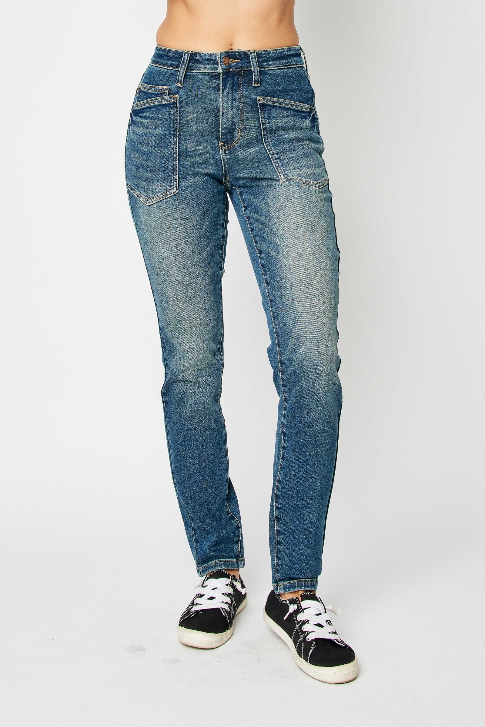 DARKWASH HIGH WAIST CLASSIC RELAXED JUDY BLUE DENIM-PLUS