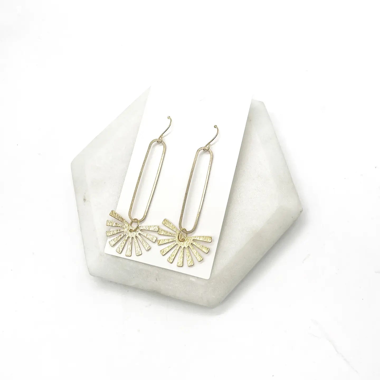 GOLD BURST LONG DROP METAL STATEMENT HANDMADE BBB EARRINGS