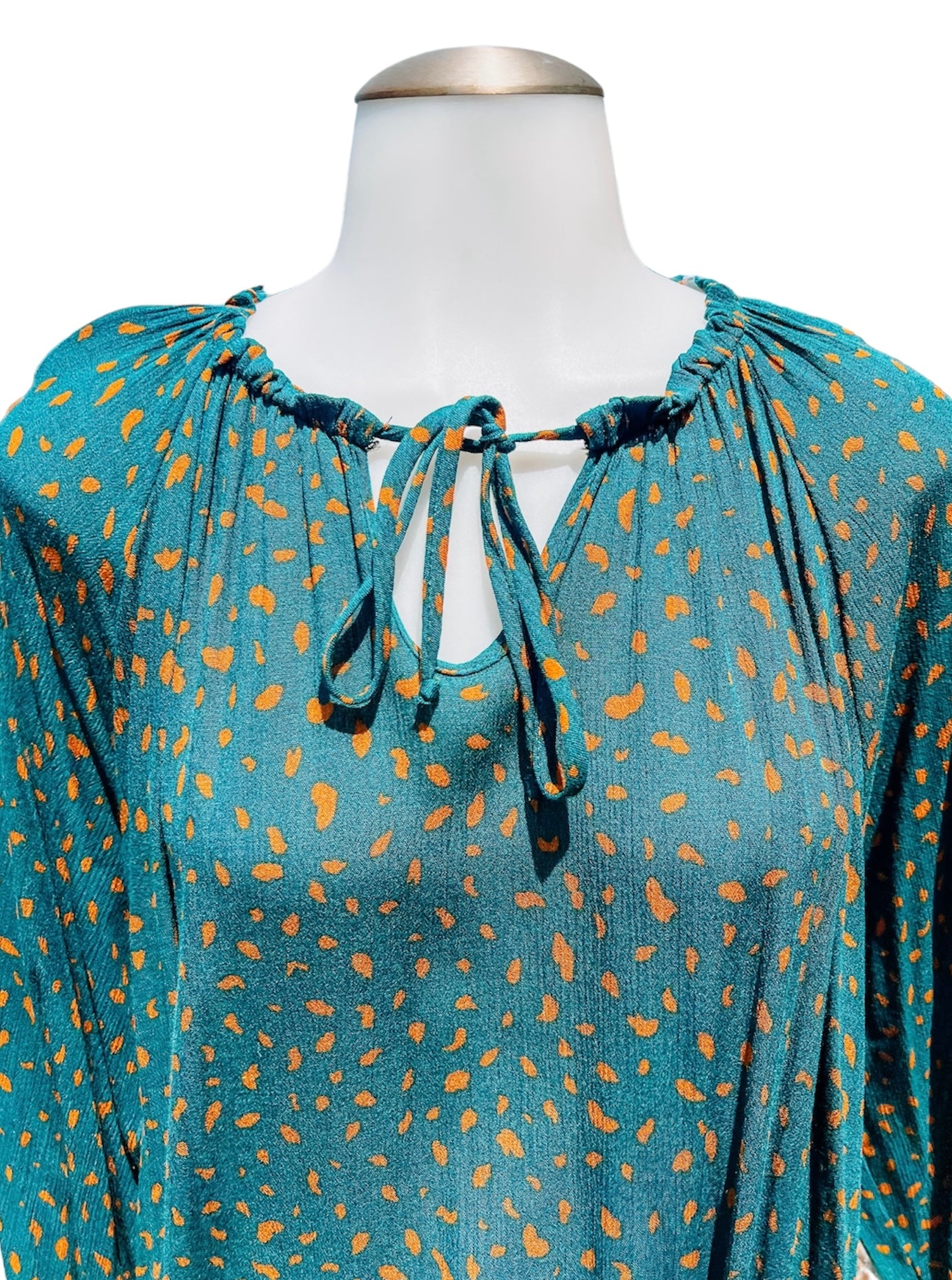 Green Mustard Animal Tie Knot Top-PLUS