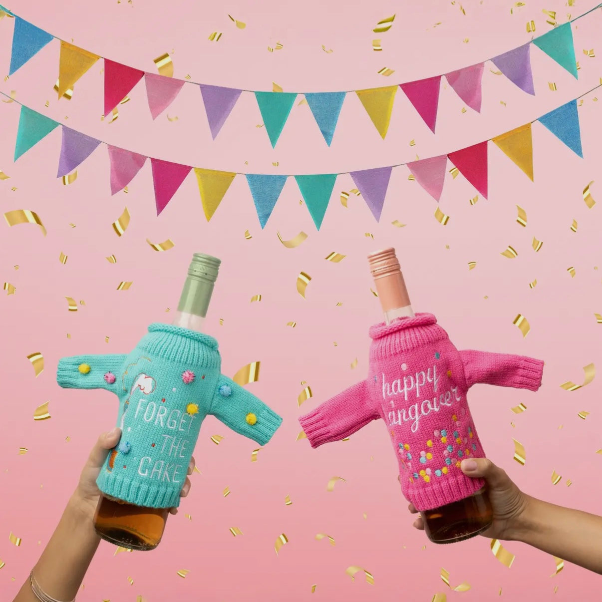 TWO LEFT FEET IT'S YO' BIRTHDAY WINE & BOTTLE SWEATER GAG GIFT