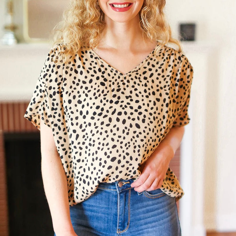 LEOPARD PRINT DOLMAN CHIFFON LOOSE BLOUSE