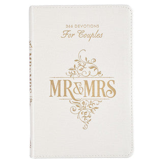 FAUX LEATHER WHITE MR & MRS DEVOTIONAL SOFTCOVER BOOK