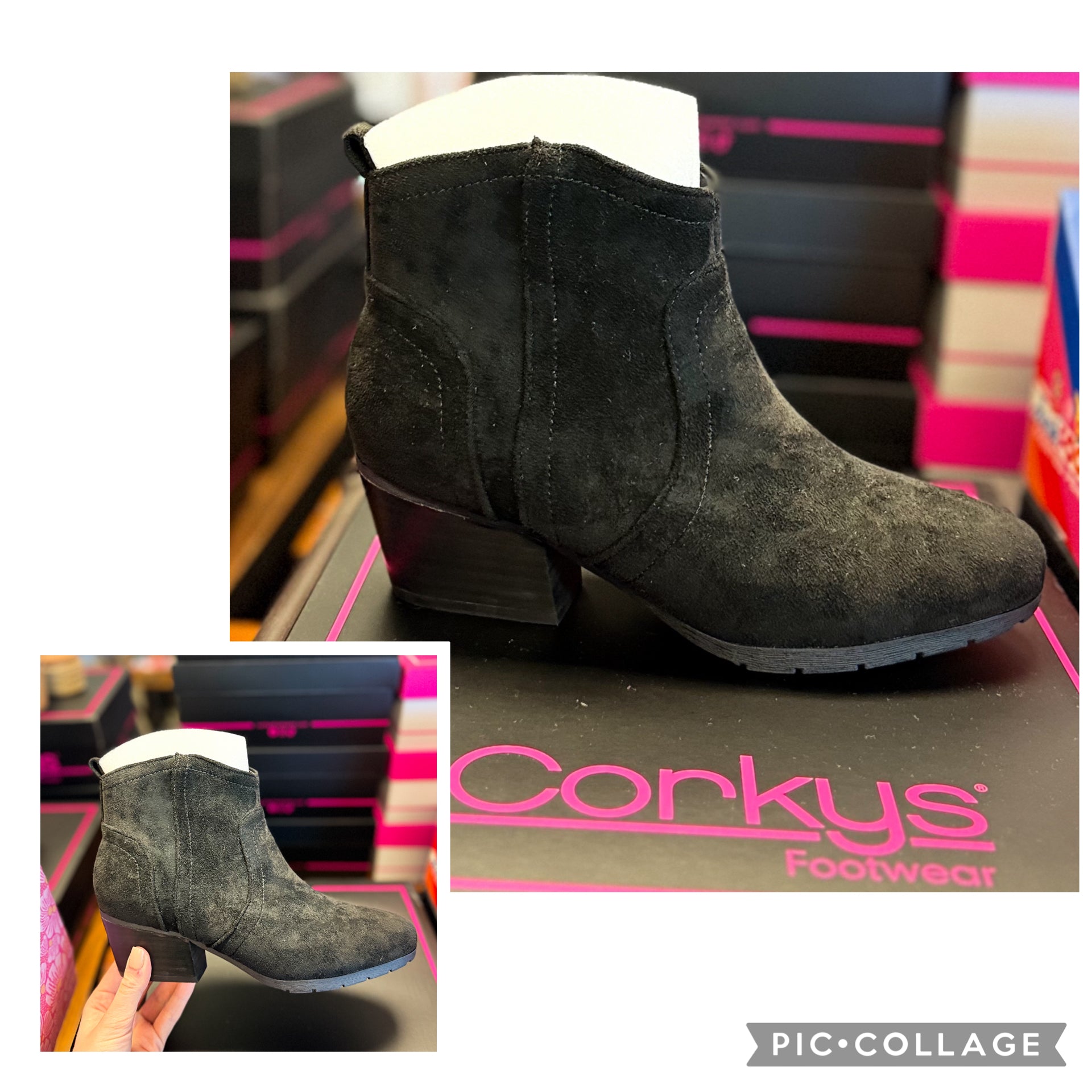 YONDER BLACK FAUX SUEDE CORKYS BOOTIE BOOTS
