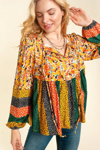 BUTTER SOFT MUSTARD RUST MULTI PRINTED TOP-PLUS