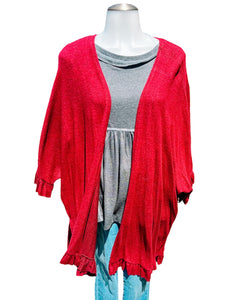 Red Solid Dolman Cardigan