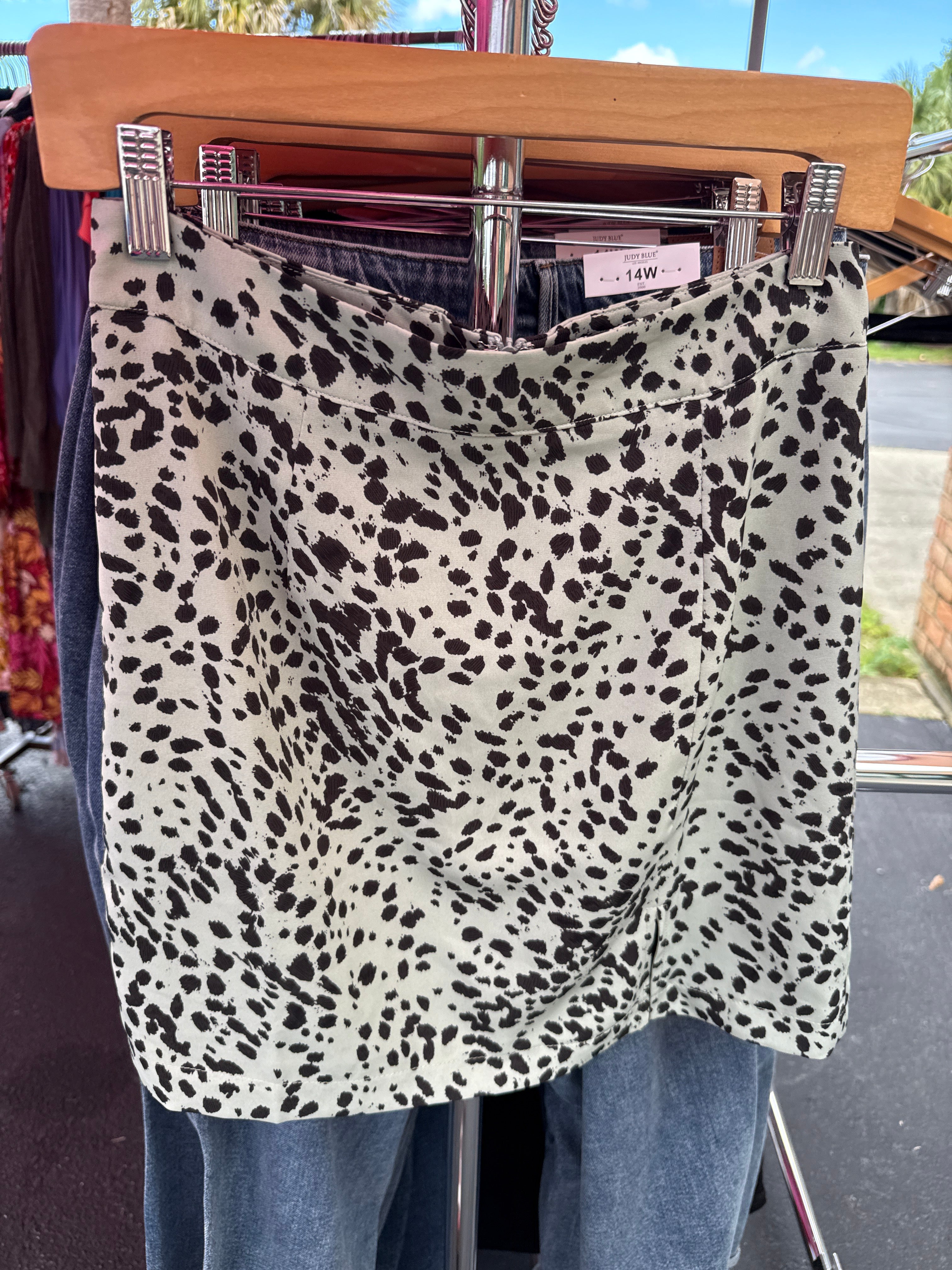 Sage Leopard Skirt- MEDIUM