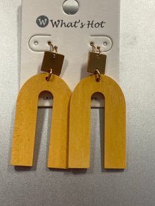 U Shape Geometric Wood Earrings