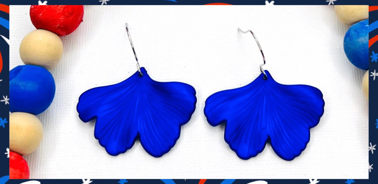 GINKGO LEAVES SOLID COLORS HANDMADE EARRINGS BY B.O.D
