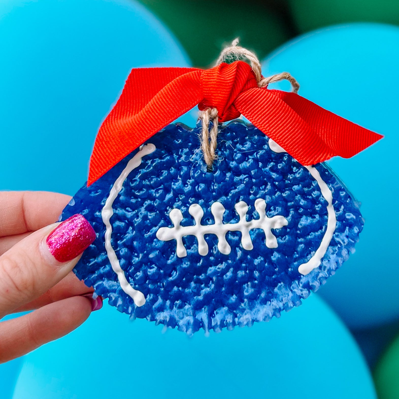 Football Aqua Di Gio Blue & Red Ribbon Freshie