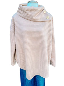 Taupe Textured Button Sweater-PLUS 2X AS IS, SLIGHT FADING ON NECKLINE