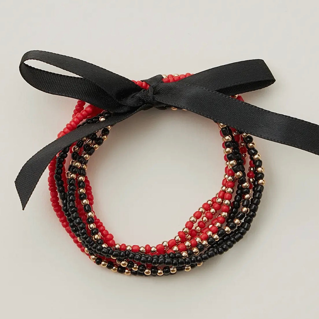 GAMEDAY SEEDBEADED 8PCS BRACELET SET WITH MATCHING RIBBON
