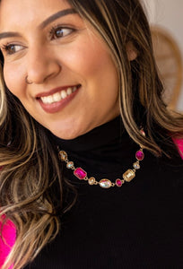 Blushing Romance Pink Bejewled Necklace