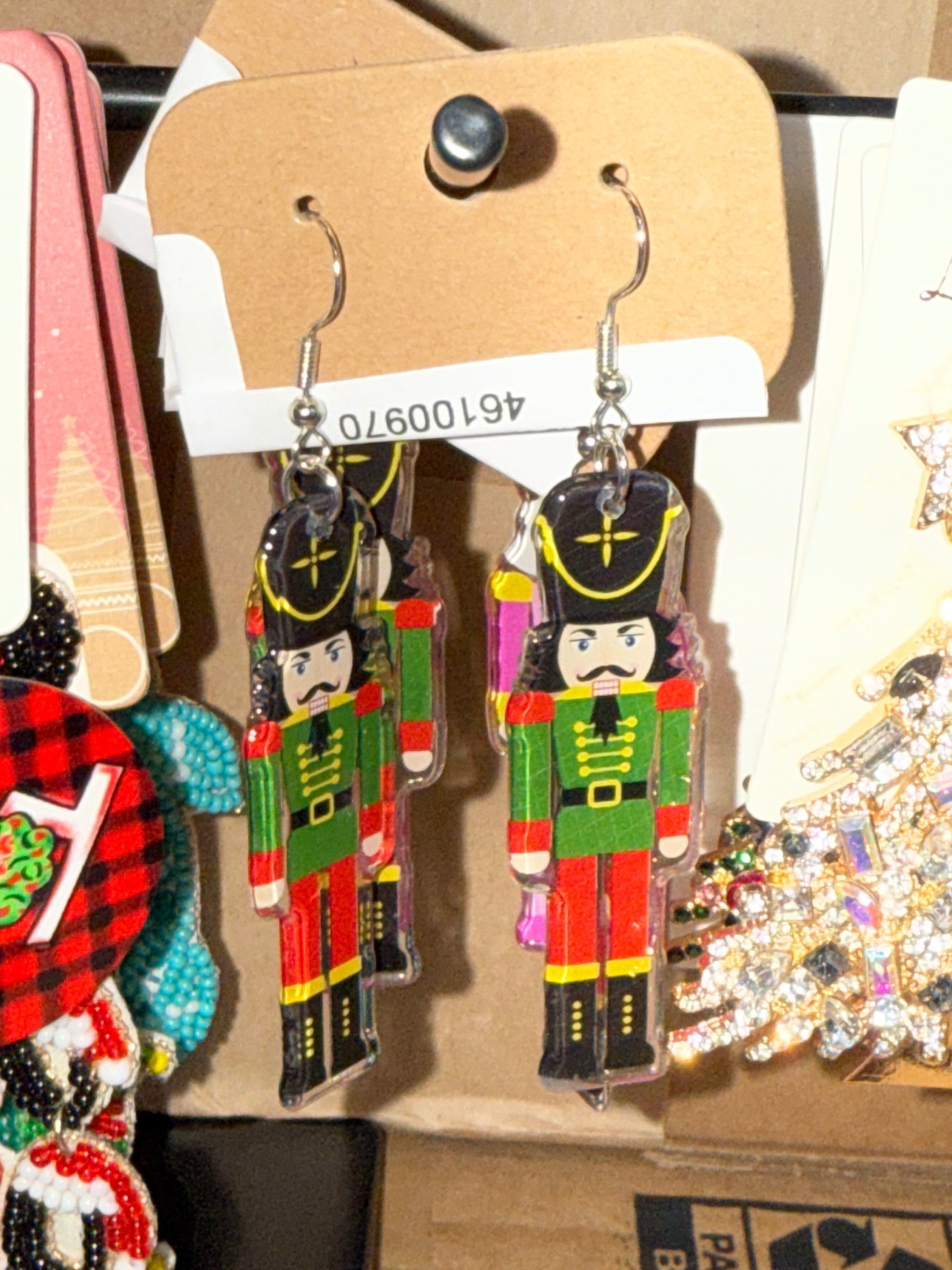 CHRISTMAS NUTCRACKER RED GREEN EARRINGS