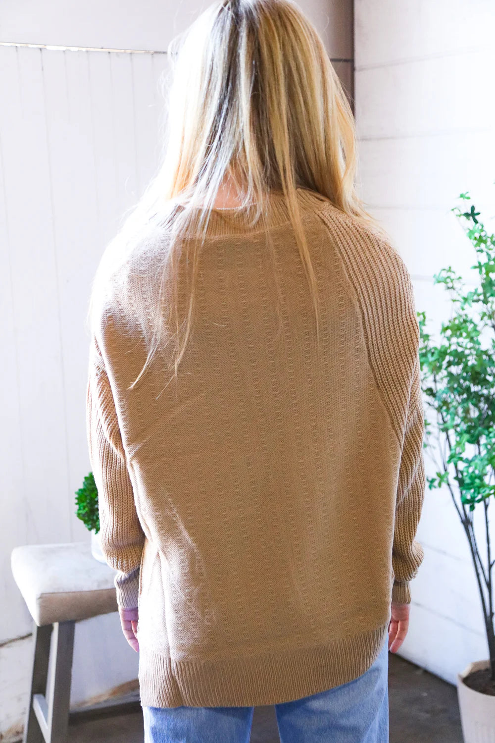 SOLID TAUPE OVERSIZED SLOUCHY SWEATER-PLUS