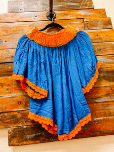 As is! Orange Blue Crochet Off Shoulder Top- MUST READ DESCRIPTION- You are agreeing to have read the description, when you buy this item! AS IS!!! $5!!!