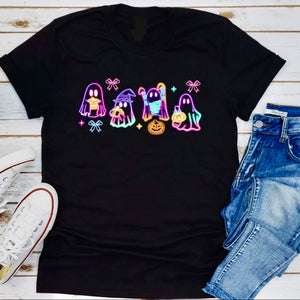 NEON GHOSTS RETRO GILDAN SOFT STYLE BLACK TEE