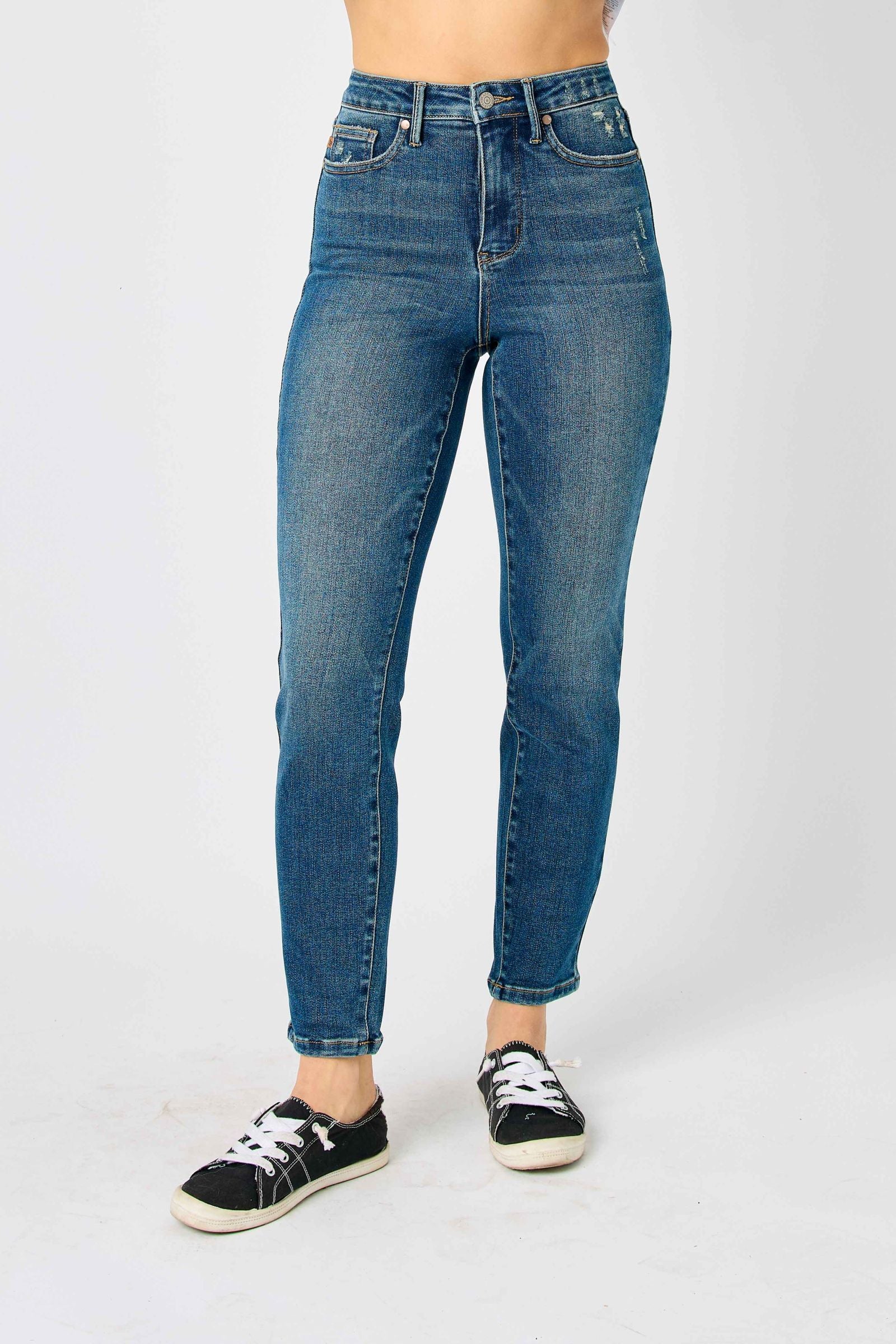 HIGH WAIST TUMMY CONTROL SLIM DARKWASH JUDY BLUE DENIM-PLUS